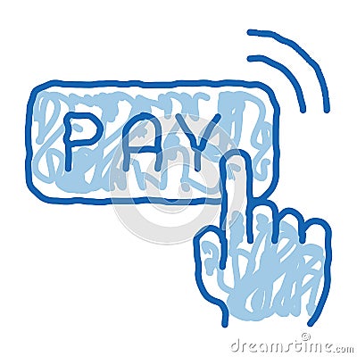 One Click Touch Payment doodle icon hand drawn illustration Vector Illustration