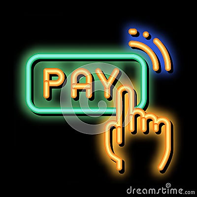 One Click Touch Payment neon glow icon illustration Vector Illustration
