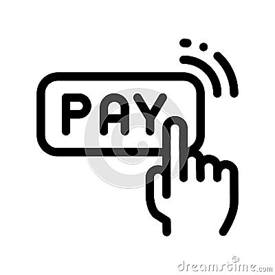 One Click Touch Payment Vector Thin Line Icon Vector Illustration