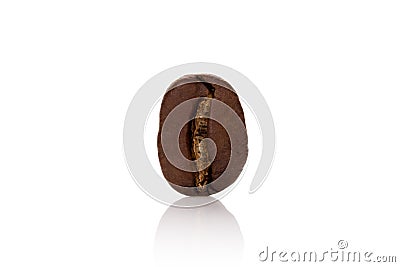 One coffee bean on white. Stock Photo