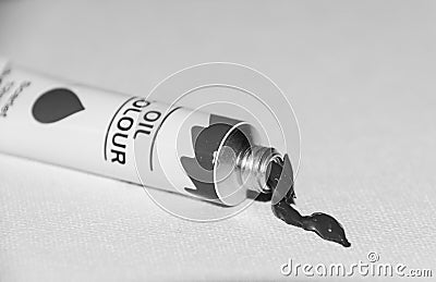 One color of oil paints in black white Stock Photo