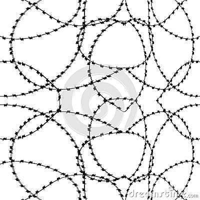 One Color Seamless Barbwire Background Vector Illustration