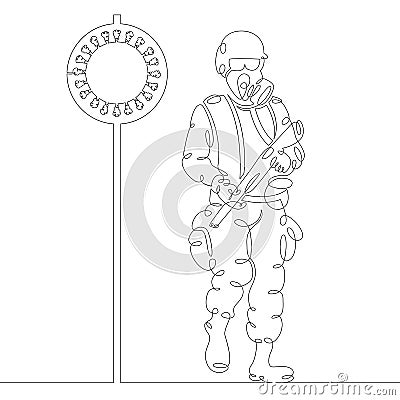 Security military control roadblock checkpoint Cartoon Illustration