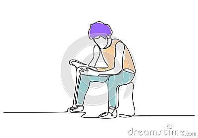 one continuous drawn line young boy reading a book hand-drawn picture silhouette vector design Vector Illustration