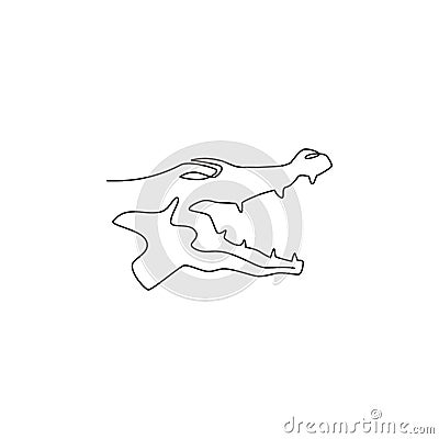 One continuous line drawing of angry head wild crocodile for company logo identity. Scary animal alligator concept for national Vector Illustration