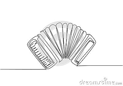 One continuous line drawing of classic accordion. Dynamic music instruments concept single line draw design vector graphic Vector Illustration