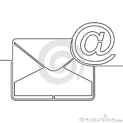 One continuous line drawing of email icon concept Vector Illustration