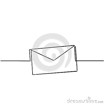 One continuous line drawing of email icon isolated on white background handdrawn style Vector Illustration