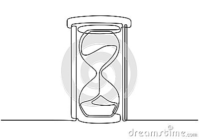 One continuous line drawing of hourglass vector. Hand drawn clock sketch minimalism design Vector Illustration