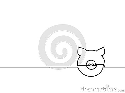 One continuous line drawing pig Vector Illustration