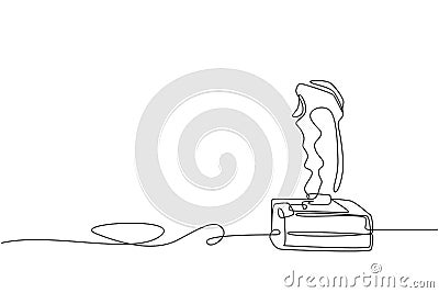 One continuous line drawing of retro old classic console video game joystick. Vintage arcade game controller item concept single Vector Illustration