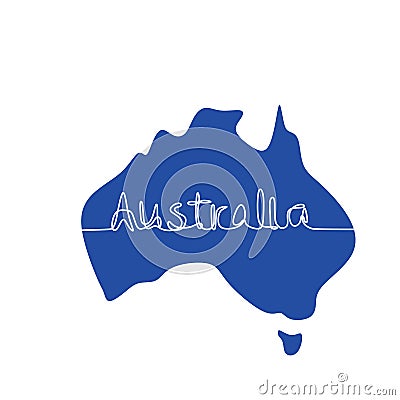 One continuous line illustration drawing of Australia. Abstract outline Australian continent geographical map isolated on white Vector Illustration