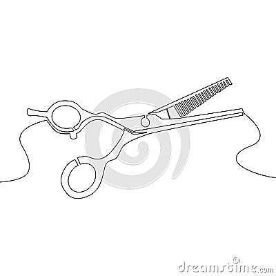 One continuous line Scissors Vector illustration Vector Illustration