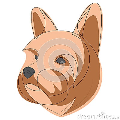 Continuous line Yorkshire Terrier. Single line minimal style dog head vector illustration. Portrait Vector Illustration