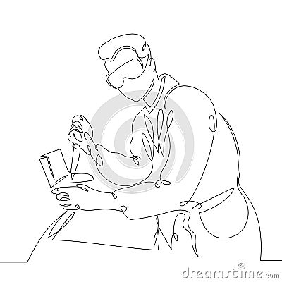 Biochemist works in the laboratory Cartoon Illustration