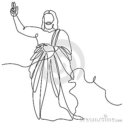 One continuous single drawn line art doodle spirituality Jesus Christ sermon, prayer .Isolated image of a hand drawn outline on a Vector Illustration