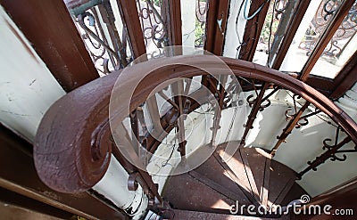 One corner of the stairs inside the tower grand mosque. Mosque of Surakarta, Central Java Indonesia Editorial Stock Photo