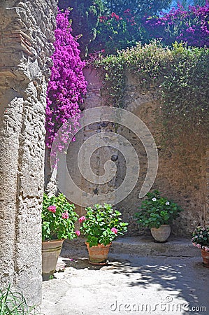 One of the courtyards of the famous Aragonese castle Stock Photo