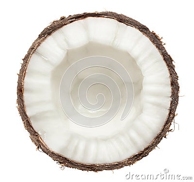 Half of coconut isolated on white Stock Photo