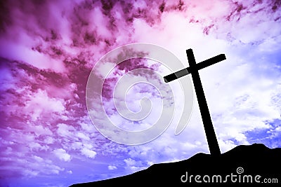 One cross on a hill Stock Photo
