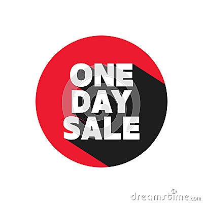 One day sale label with long shadow. Advertising discounts symbol. Vector Illustration