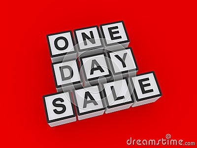 One day sale word blocks Stock Photo