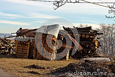 One day in a sawmill Stock Photo