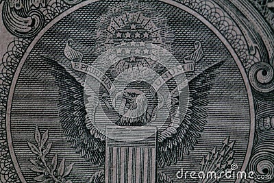 One dollar bill black eagle detail close up Editorial Stock Photo