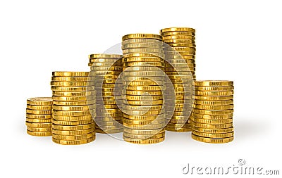 One Dollar Coin stacks Stock Photo