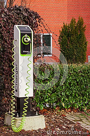 One electric car charger outdoor Editorial Stock Photo