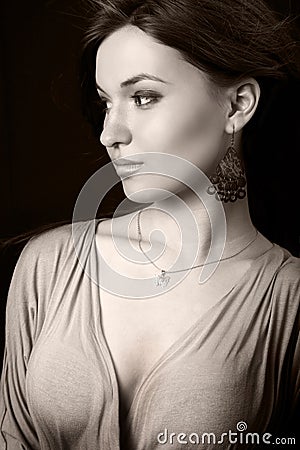 One elegant beautiful young woman Stock Photo