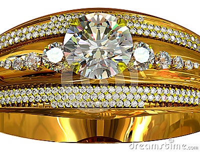 One engagement gold ring with jewelry gem. Stock Photo