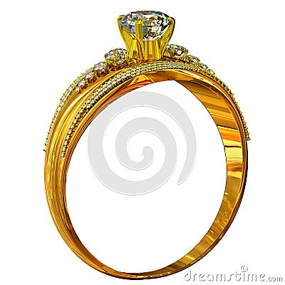 One engagement gold ring with jewelry gem. Stock Photo