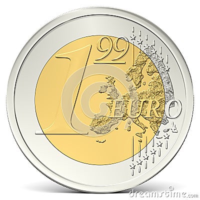 One euro ninety-nine coin from the front Stock Photo