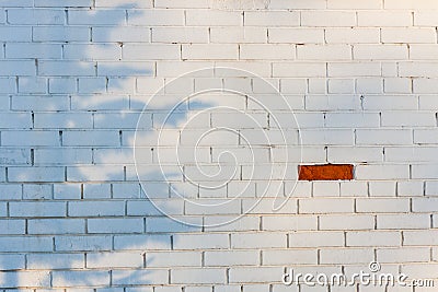 One exceptional red brick on the white brickwall Stock Photo