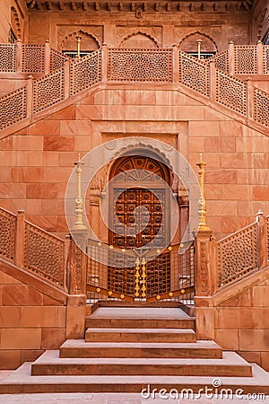 One of the exterior entrances at twin staircases at Junagarh fort, Bikaner, India Stock Photo