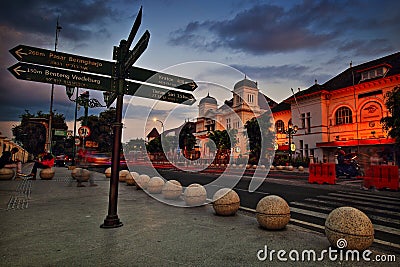 Malioboro Street Nol Kilometer Famous Tourist Spot Jogjakarta Editorial Stock Photo