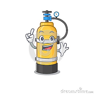 One Finger oxygen cylinder in mascot cartoon character style Vector Illustration