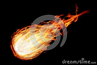 one fire ball isolated on black Stock Photo