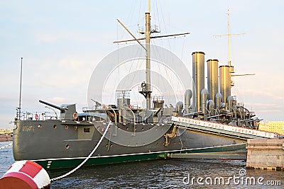 Cruiser Aurora. museum ship on the water Editorial Stock Photo