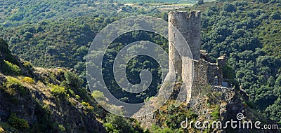 One of the four Castles at Lastours Languedoc-Roussillon France Stock Photo