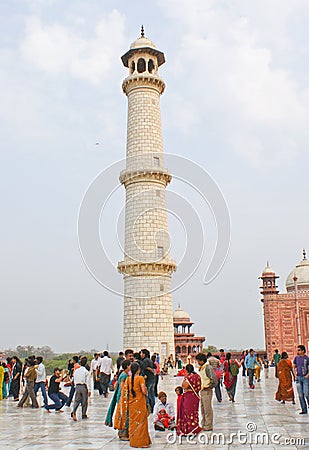 One of the four minarets of Taj Mahal Editorial Stock Photo