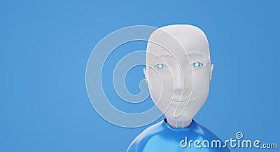 One friendly robot looking 3d-illustration Cartoon Illustration