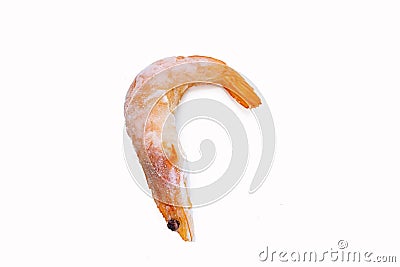 one frozen orange shrimp in ice Stock Photo