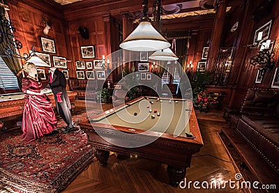 Game Room inside the Biltmore Estates Editorial Stock Photo