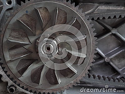 one of the gears that is in the cvt motorcycle section Stock Photo