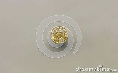 One gold coin of Carinus, Roman Emperor Editorial Stock Photo