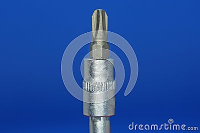 One gray metal adapter with a screwdriver Stock Photo