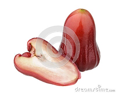 One and a half of red rose apples Stock Photo