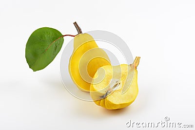 One and half yellow pears Stock Photo